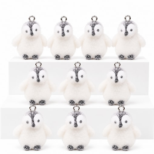 Zestaw 10 dekoracji SHP PENGUIN pingwiny zawieszki czarno białe
