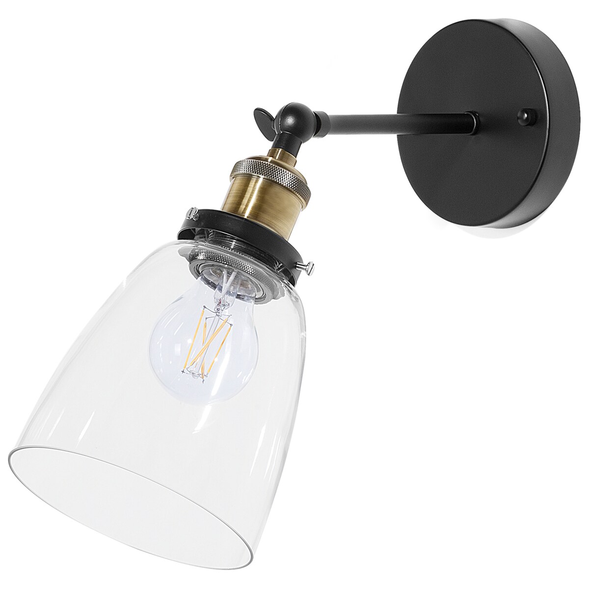 Zestaw 2 lamp ściennych LOVAT Regulowana Metal Przezroczysty Czarny