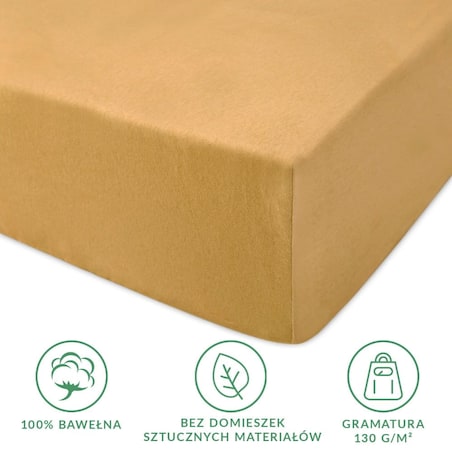 Prześcieradło jersey z gumką 120x200 kolor Musztardowy