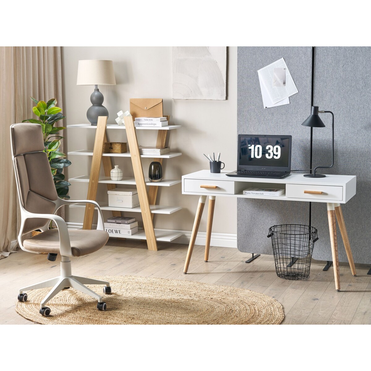 Biurko z szufladami i półką 120 x 45 cm białe FRISCO