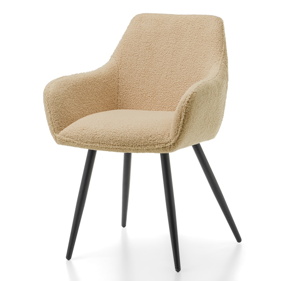 KRZESŁO TAPICEROWANE PIKOWANE TKANINA BOUCLE TEDDY BUKLA BEŻ