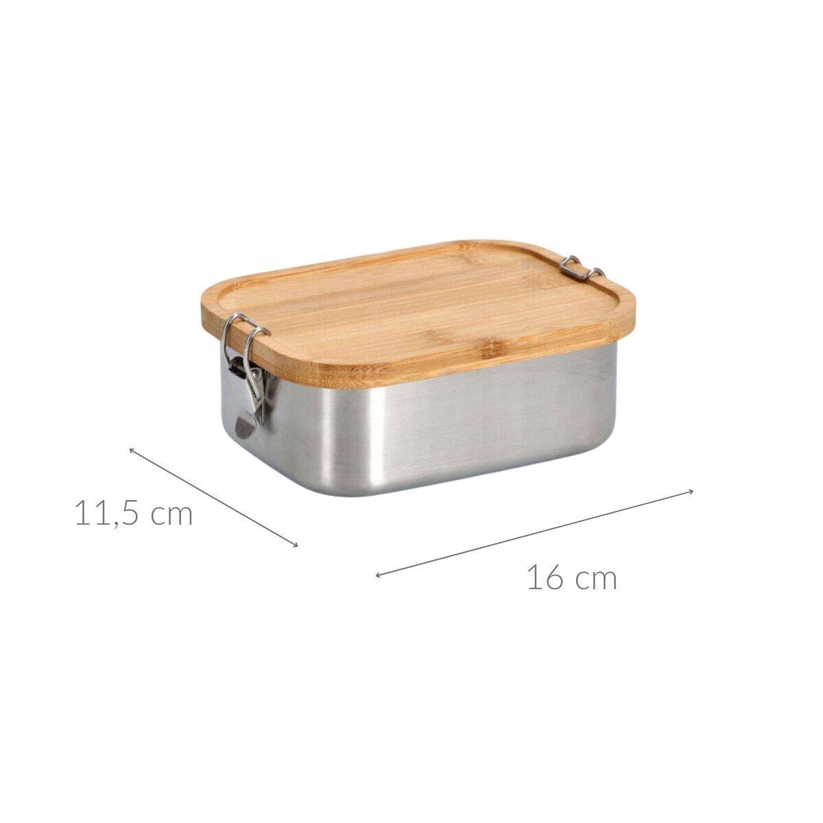 Lunchbox w pokrywką bambusową na klips, 16 x 11,5 x 6 cm