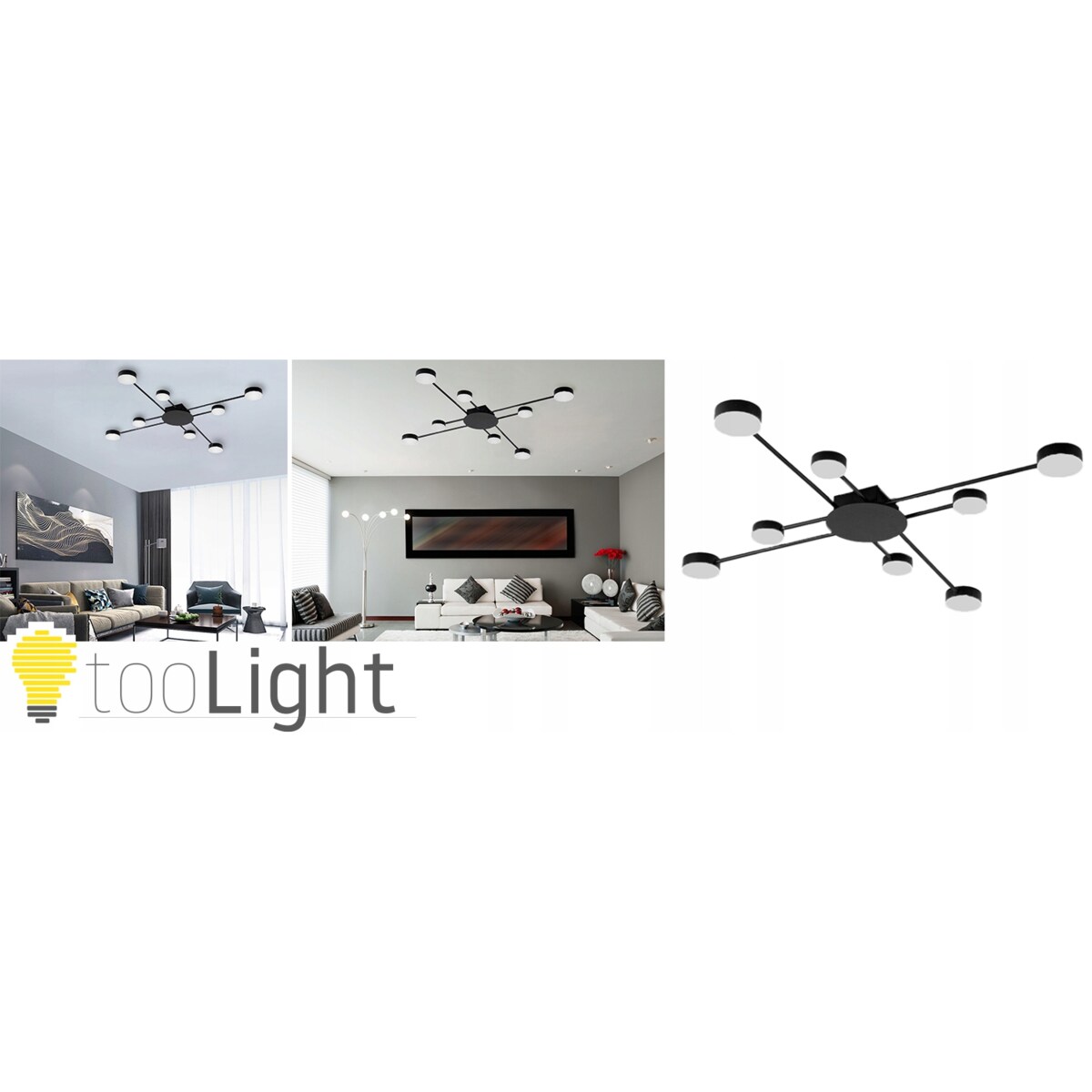 Lampa Sufitowa Nowoczesna Black 8-Ramienna Led