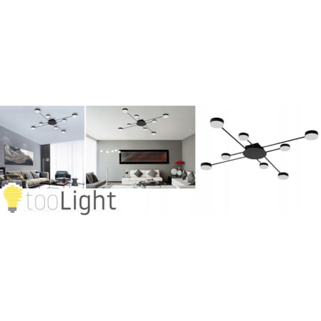 Lampa Sufitowa Nowoczesna Black 8-Ramienna Led
