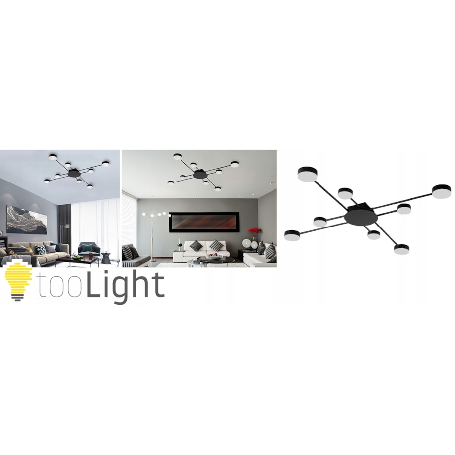 Lampa Sufitowa Nowoczesna Black 8-Ramienna Led