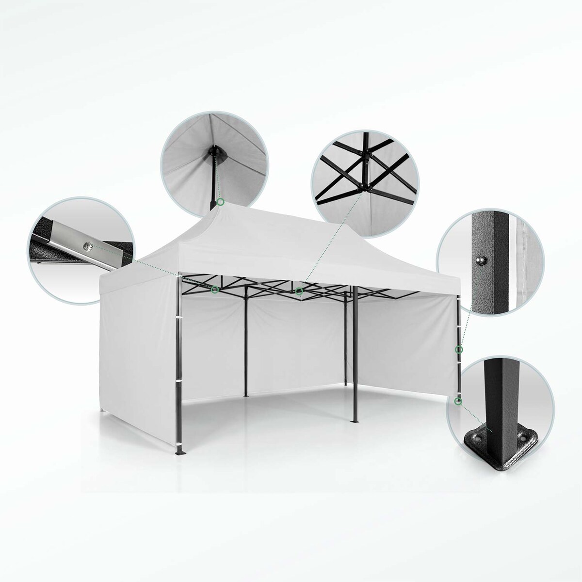 Pawilon ogrodowy Plonos PL-301 altana namiot handlowy imprezowy 3x6x3m 3 ściany biały