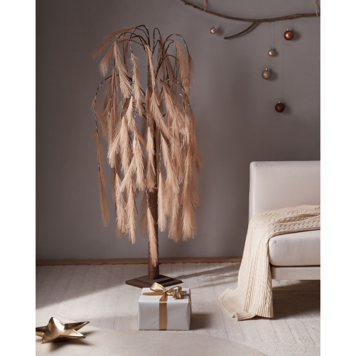 Dekoracja ogrodowa LED KOPASKER Drzewko 160 cm Beżowy