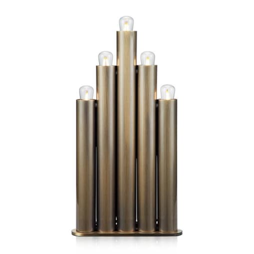 Metalowa lampa świecznikowa Organo stojąca na komodę mosiądz