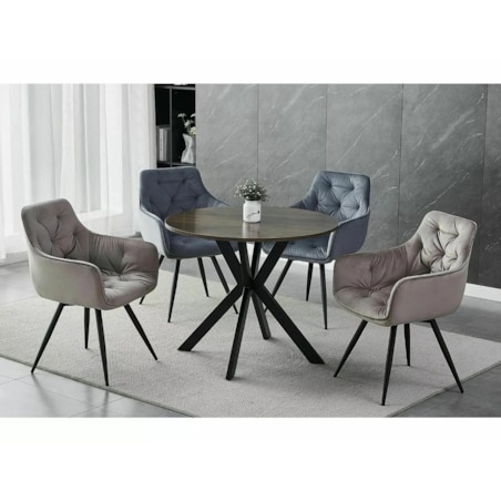 Krzesło tapicerowane MANGO VELVET szare obracane