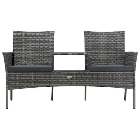 vidaXL Dwuosobowa sofa ogrodowa ze stolikiem, polirattan, antracyt