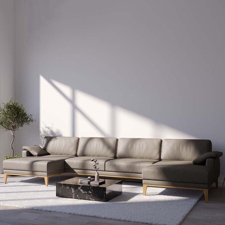 Sofa narożna podwójna Musso brązowa