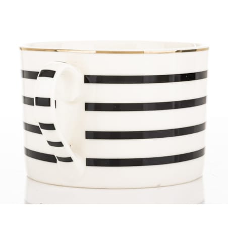 Filiżanka 220 ml i spodeczek, w 4 czarne poziome paski, w pudełku, LARGO