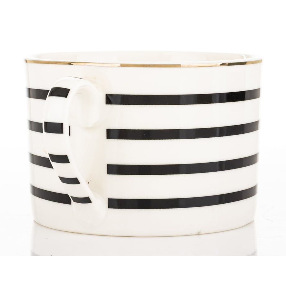 Filiżanka 220 ml i spodeczek, w 4 czarne poziome paski, w pudełku, LARGO