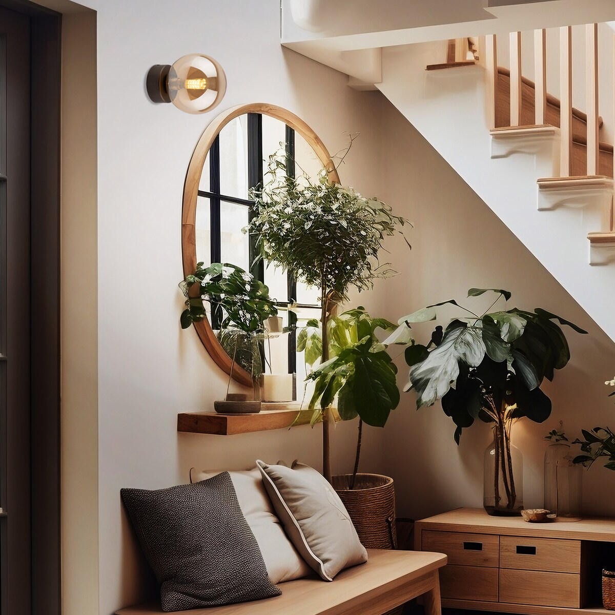 Kinkiet ścienny TK Lighting ESTERA 10256 brązowy z bursztynowym kloszem, G9, nowoczesny do salonu i sypialni