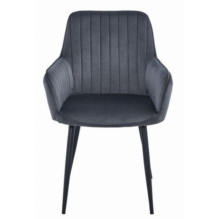Krzesło Do Jadalni Kuchni Salonu Solden - Aksamit Ciemny Szary / Nogi Czarne