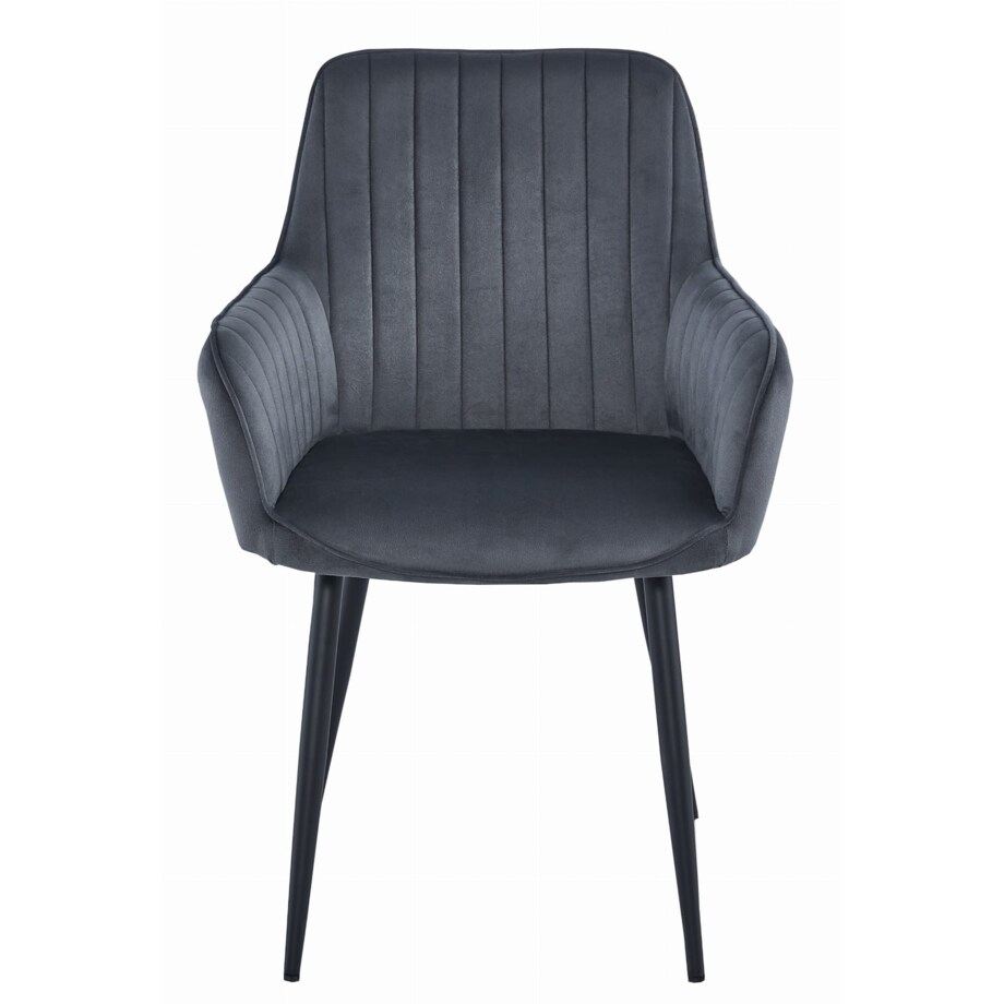 Krzesło Do Jadalni Kuchni Salonu Solden - Aksamit Ciemny Szary / Nogi Czarne