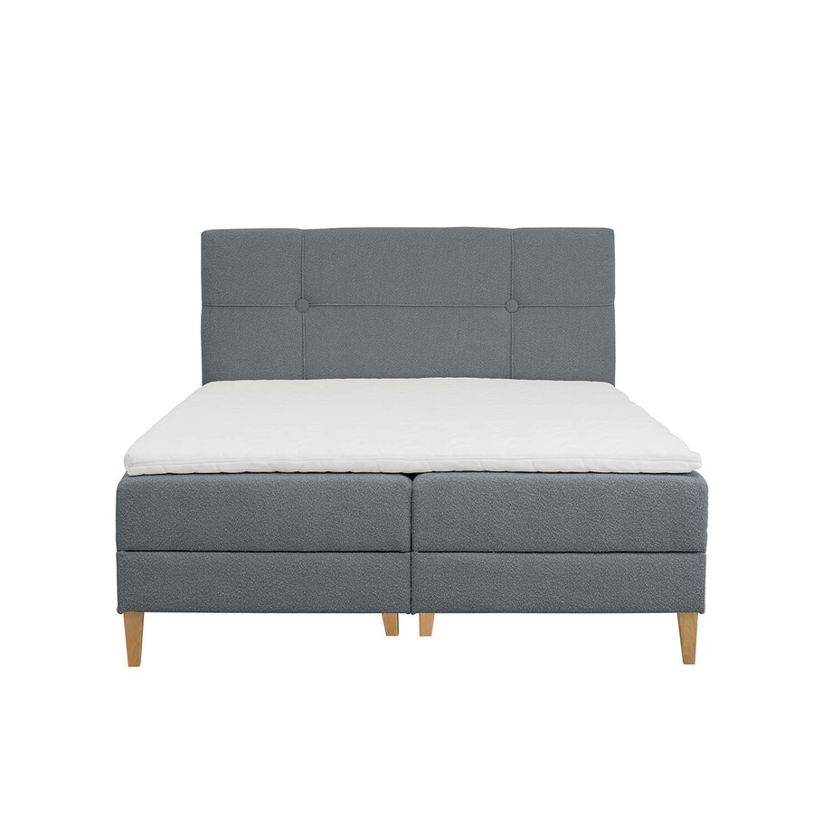 Łóżko kontynentalne EVERTON 200x200 z pojemnikiem, Stalowy, tkanina Baloo 2083