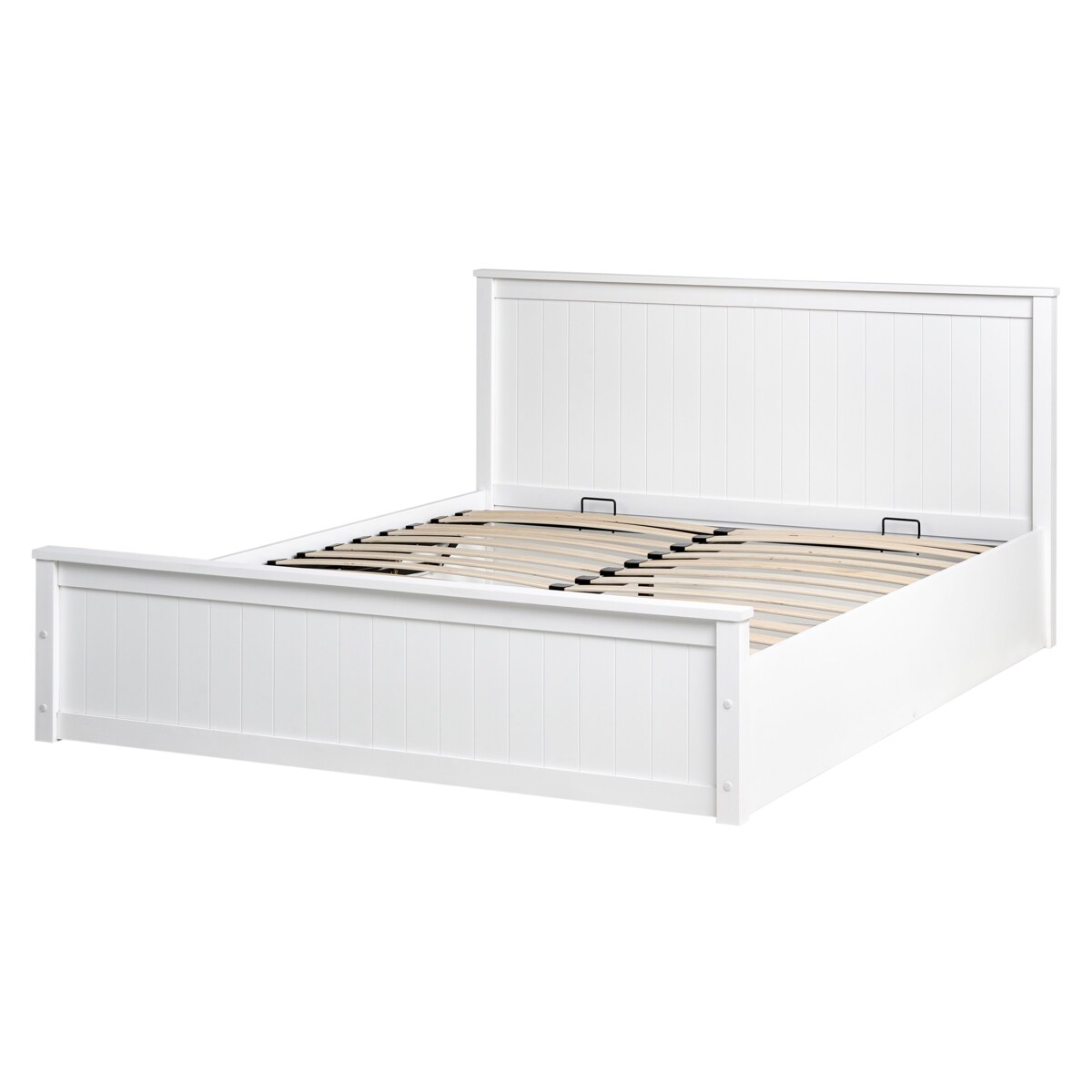Łóżko z pojemnikiem Drewno sosnowe LAMBRES 160 x 200 cm Biały