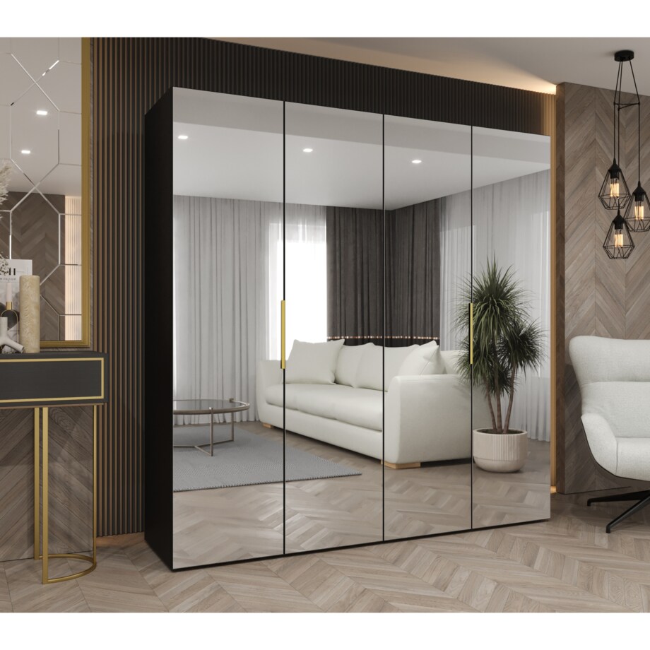 Szafa uchylna otwierana MARBELLA 3 200 wys. 202 cm Czarny + u. Złoty