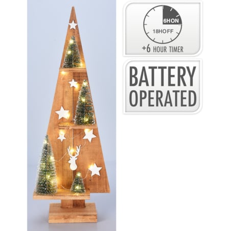 Figurka z drewna jodłowego z LED Choinka, 70 cm