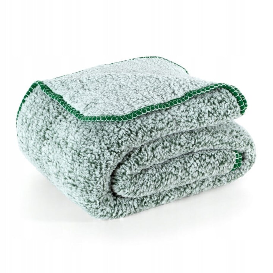 Koc 200x220 Narzuta na Łóżko Mikrofibra Baranek Koala Zieleń+Biały