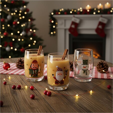 Zestaw Szklanek Świątecznych Szklanki Świąteczne Ozdobne Dekoracyjne 3 Szt