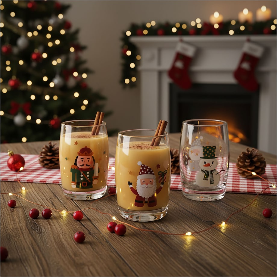 Zestaw Szklanek Świątecznych Szklanki Świąteczne Ozdobne Dekoracyjne 3 Szt