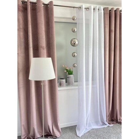 Zasłona welurowa "ALLUMINIUM" 140x250 KRYSZTAŁKI na przelotki BRÓŻ