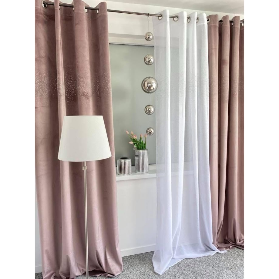 Zasłona welurowa "ALLUMINIUM" 140x250 KRYSZTAŁKI na przelotki BRÓŻ