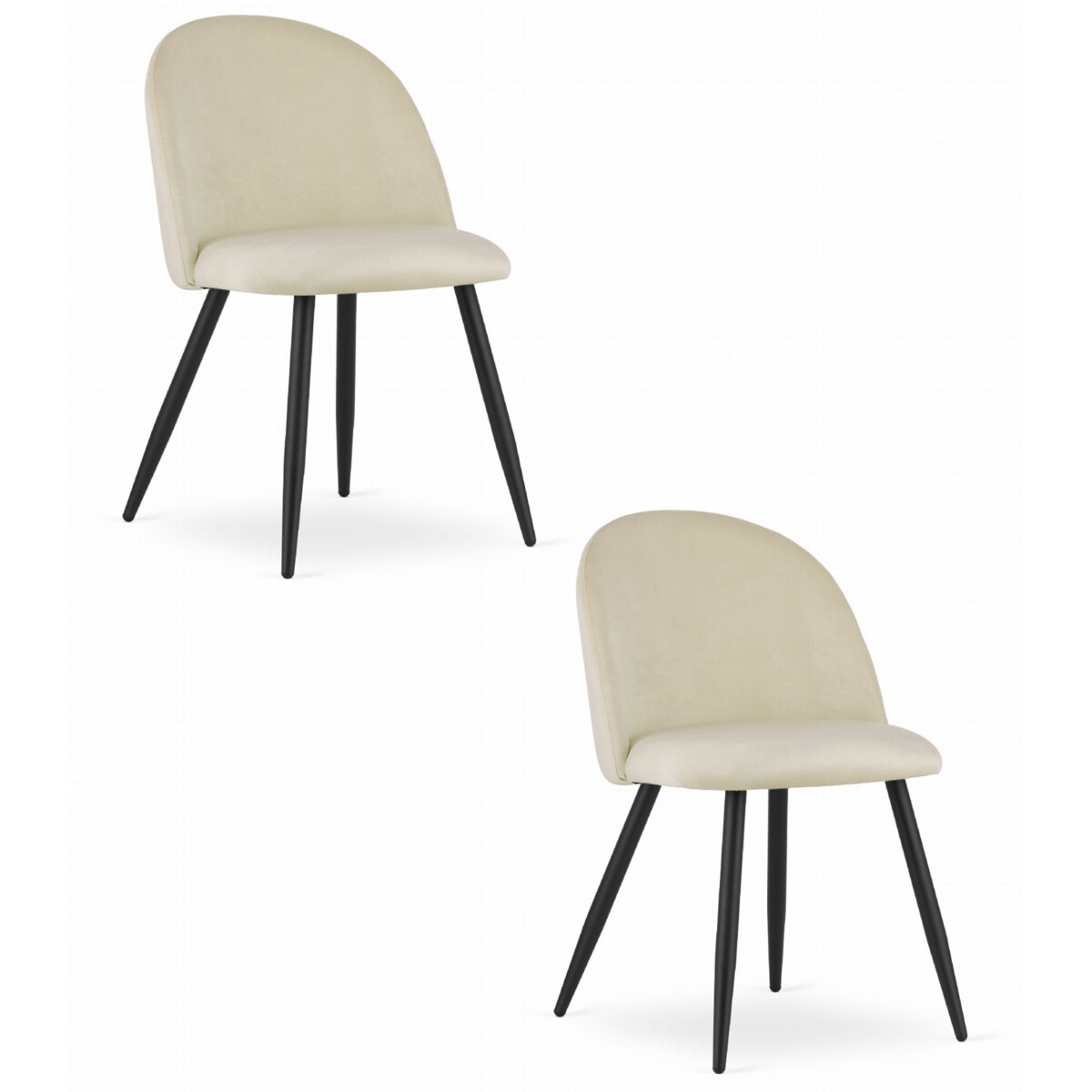 Krzesło Do Jadalni Kuchni Salonu Bello - Aksamit Beż / Nogi Czarne X 2