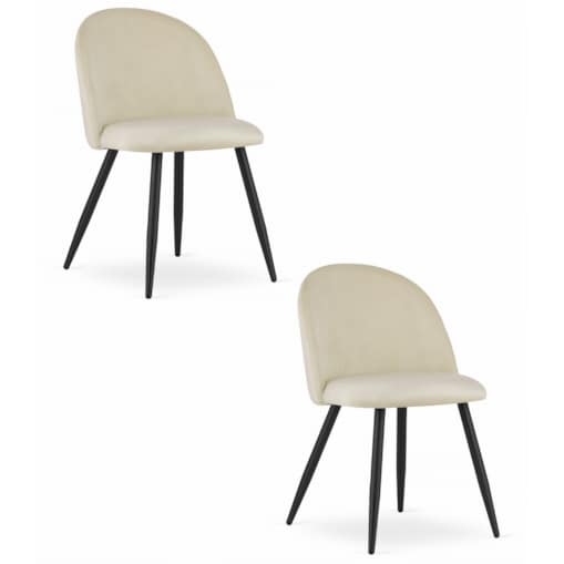 Krzesło Do Jadalni Kuchni Salonu Bello - Aksamit Beż / Nogi Czarne X 2