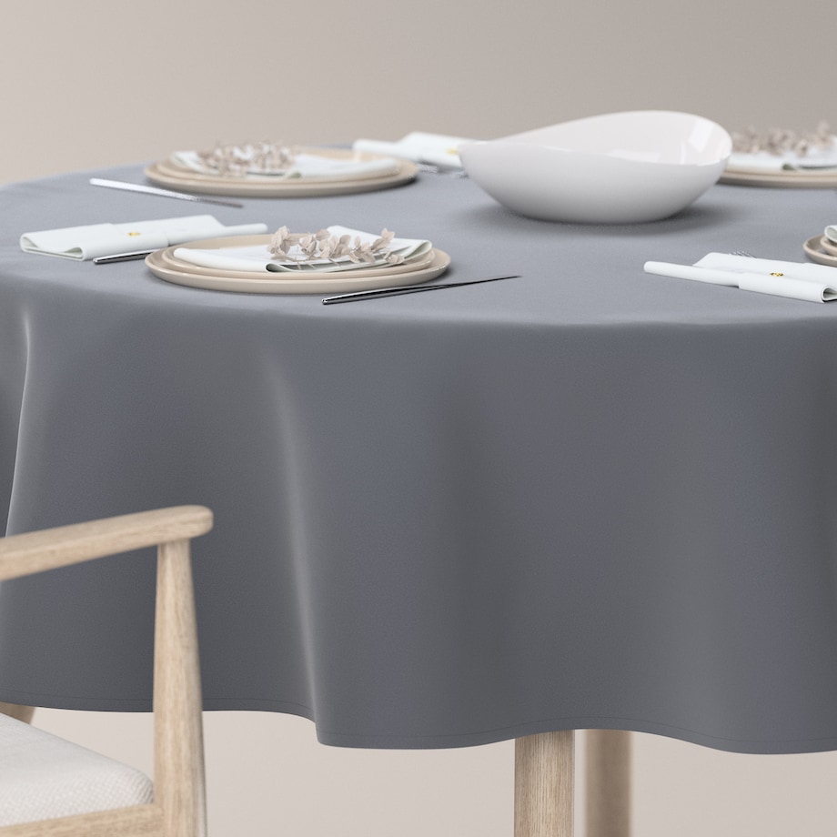 Obrus okrągły 130 x 130 cm grafitowy szary