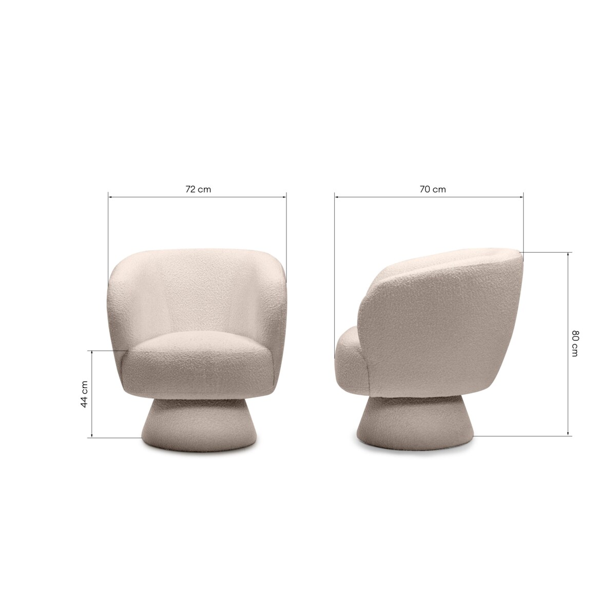 Fotel obrotowy beżowy bouclé Nalf