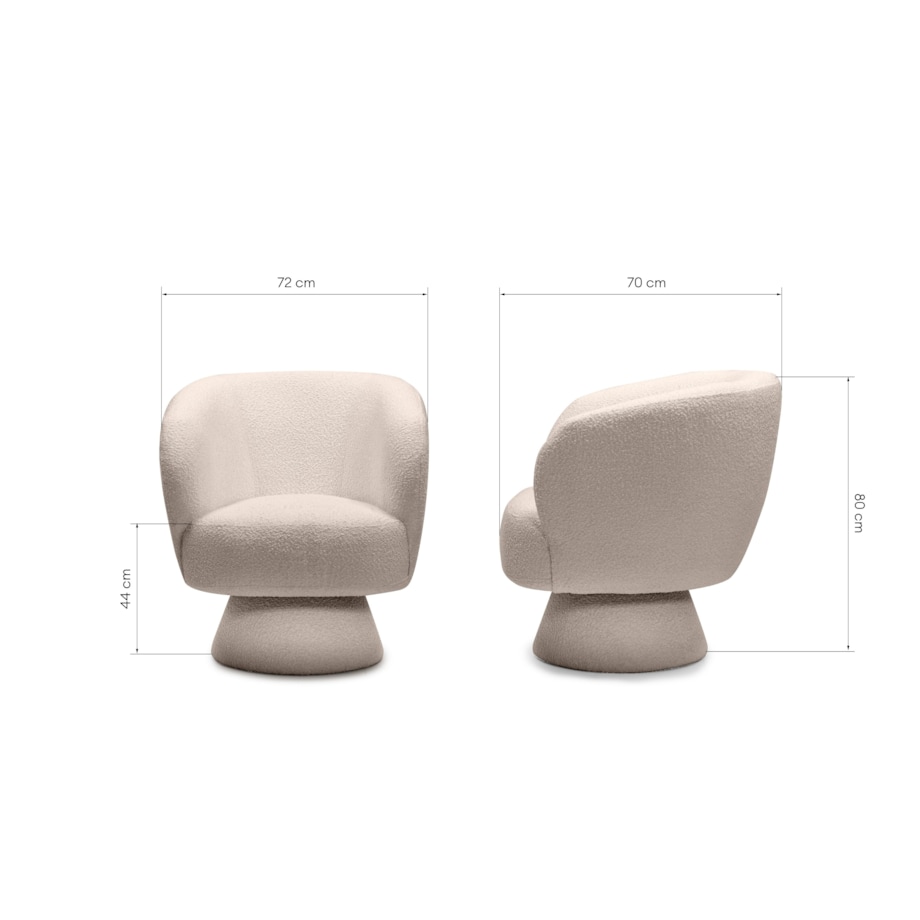 Fotel obrotowy beżowy bouclé Nalf