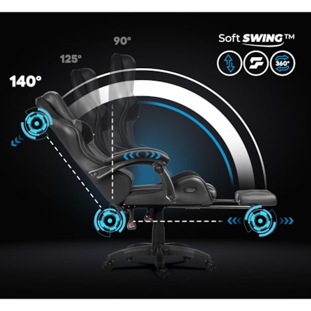 Fotel gamingowy obrotowy dla gracza podnóżek Sofotel Specter czarny