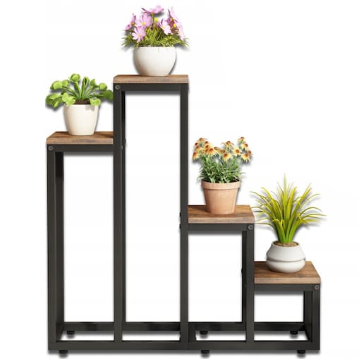 Kwietnik stojak rośliny kwiaty doniczki rustykalny regał 4 poziomowy loft