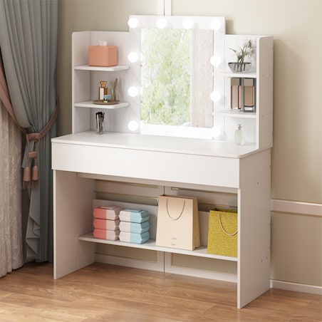 Toaletka kosmetyczna makijażu wizażu z lustrem led nowoczesna loft 110 cm
