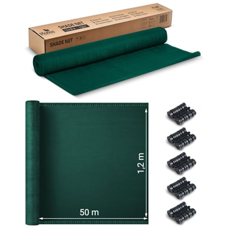 Siatka cieniująca Plonos 1,2x50m maskująca mata na płot ogrodzenie osłona zielona 80% + UV