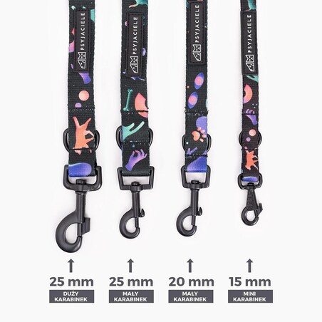Smycz miejska dla psa lub kota "Psychodelia" - Szerokość taśmy: 15mm, Rozmiar: L oraz Rodzaj: Mini karabinek