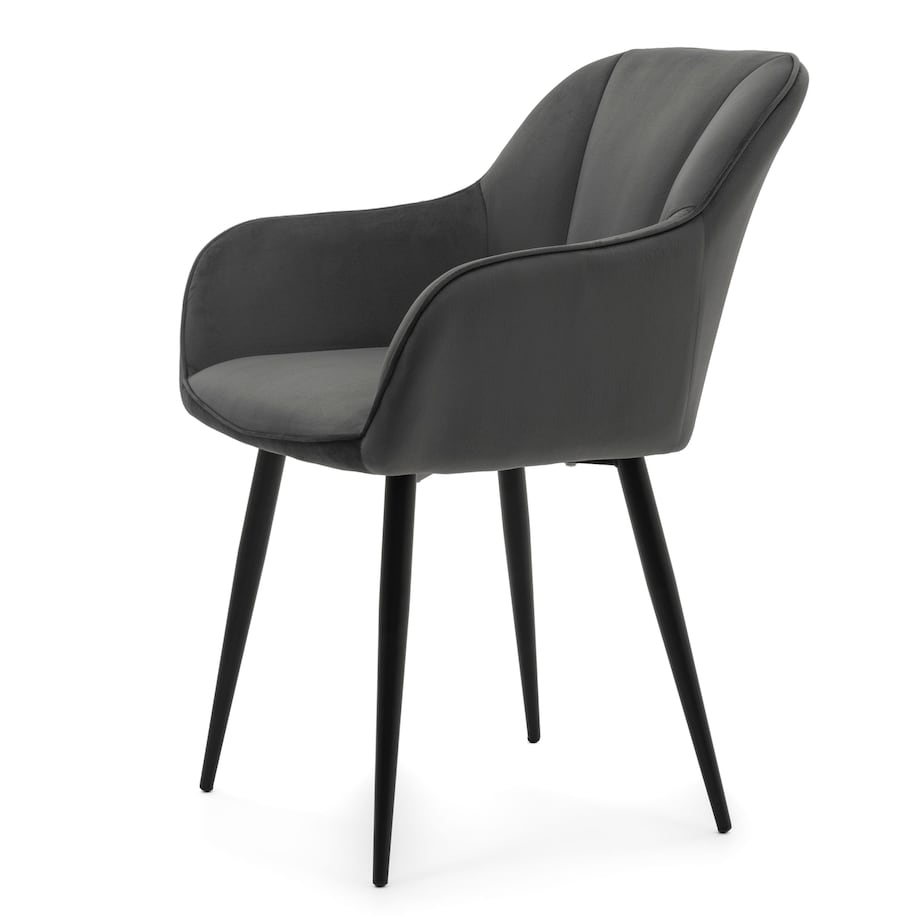 Krzesło tapicerowane welurowe LAGO velvet aksamit szare