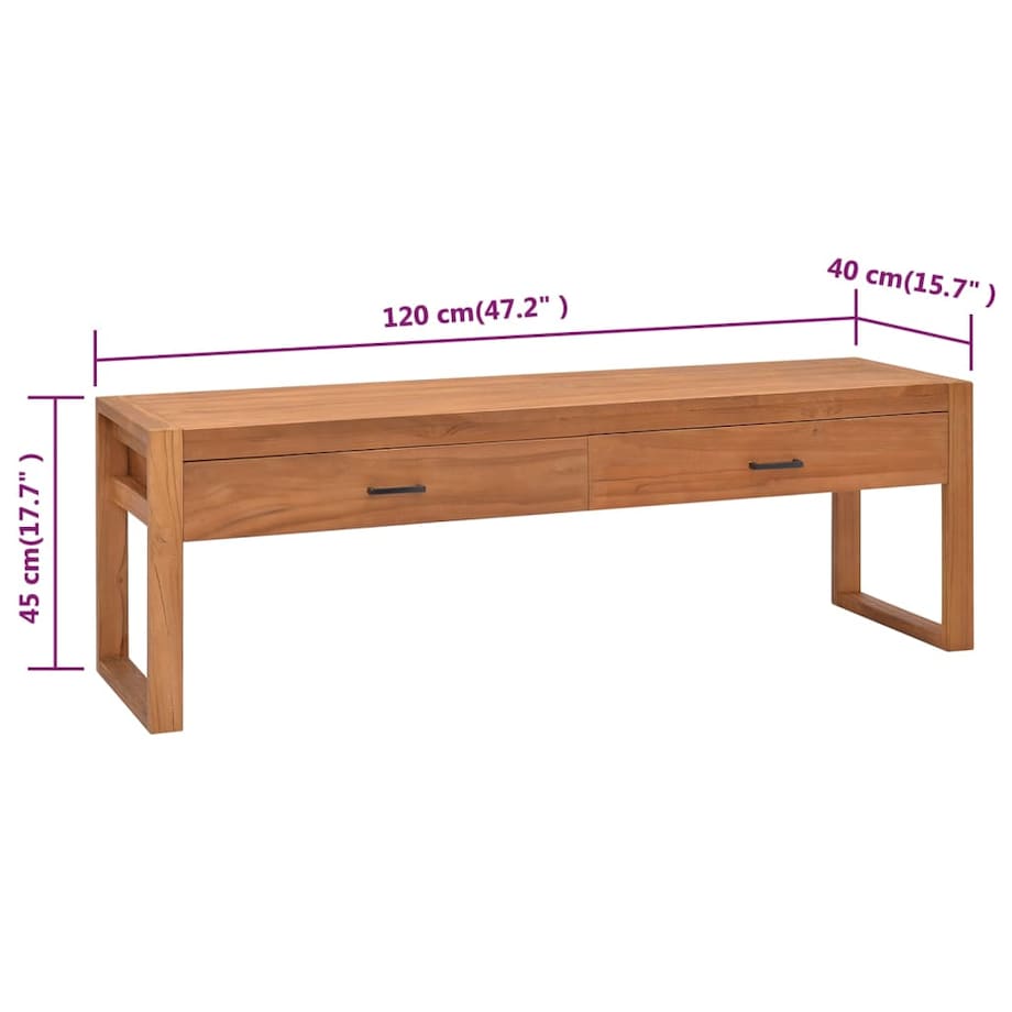 vidaXL Szafka pod telewizor, 120x40x45 cm, lite drewno tekowe
