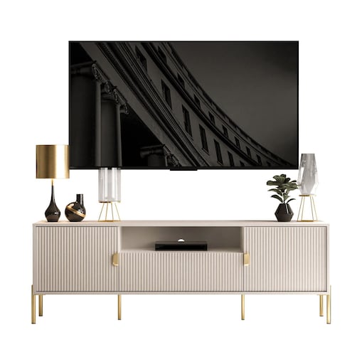Szafka RTV DALIA 180 cm, kaszmir, nóżki złote