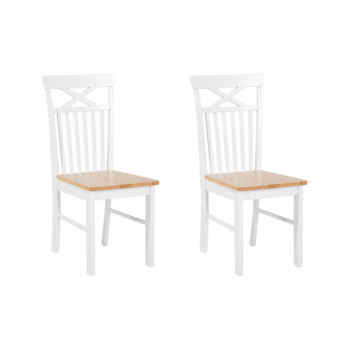 Zestaw 2 krzeseł do jadalni drewniany jasny z białym HOUSTON