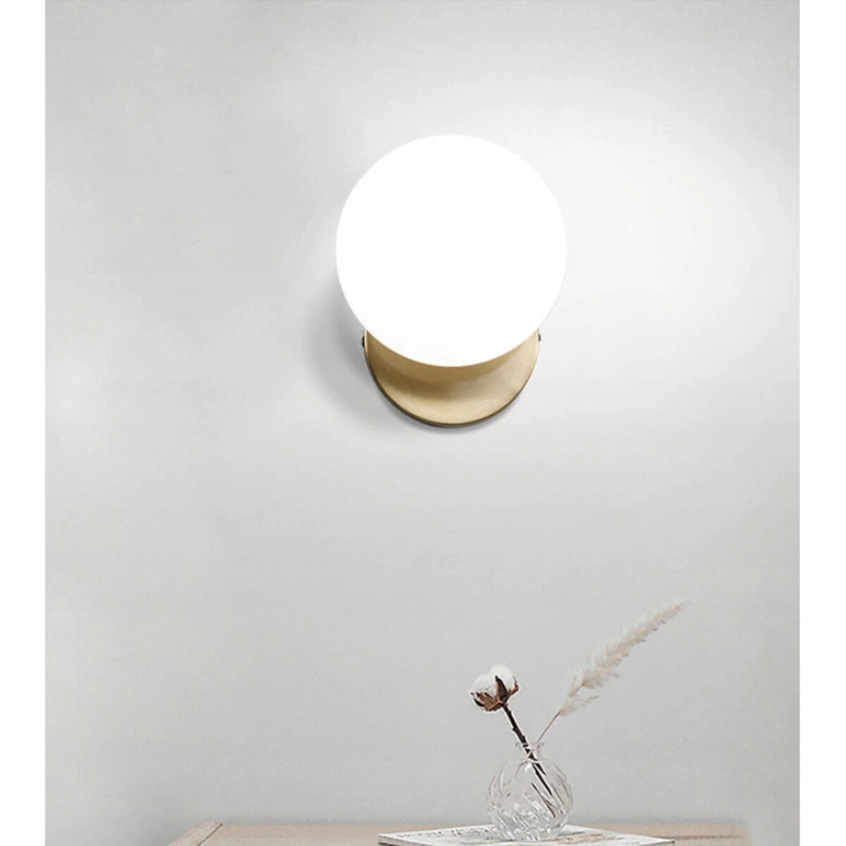 Lampa Kinkiet Ścienny Szklana Kula Gold Złota Loft