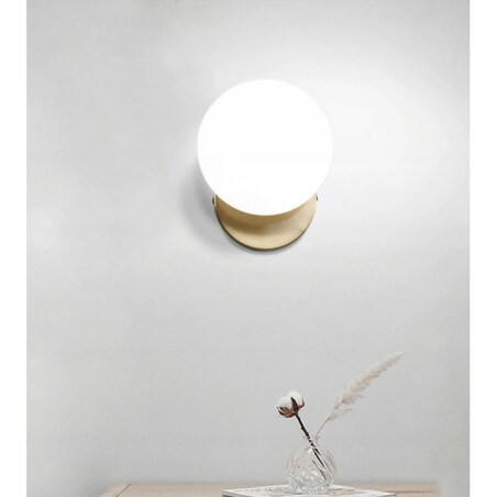 Lampa Kinkiet Ścienny Szklana Kula Gold Złota Loft