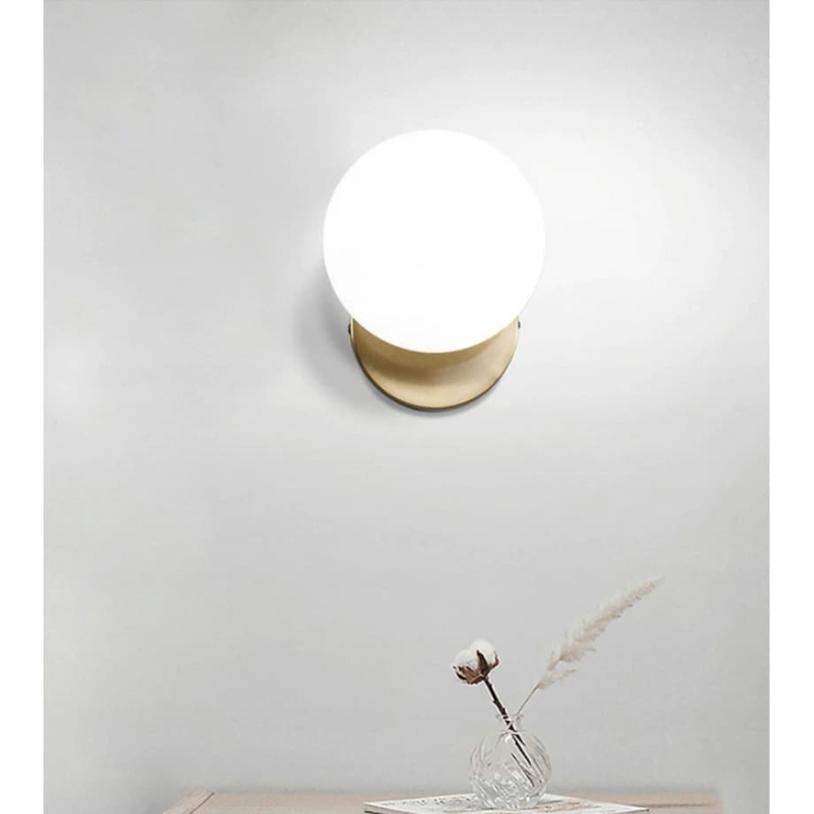 Lampa Kinkiet Ścienny Szklana Kula Gold Złota Loft