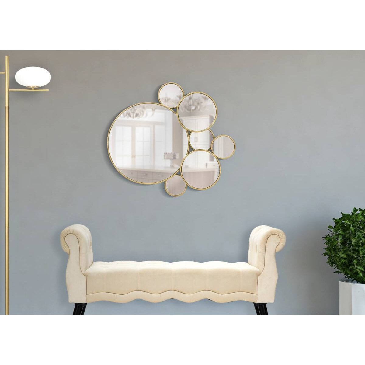 Lustro ścienne, kompozycja z luster różnych rozmiarów, 81 x 73 cm