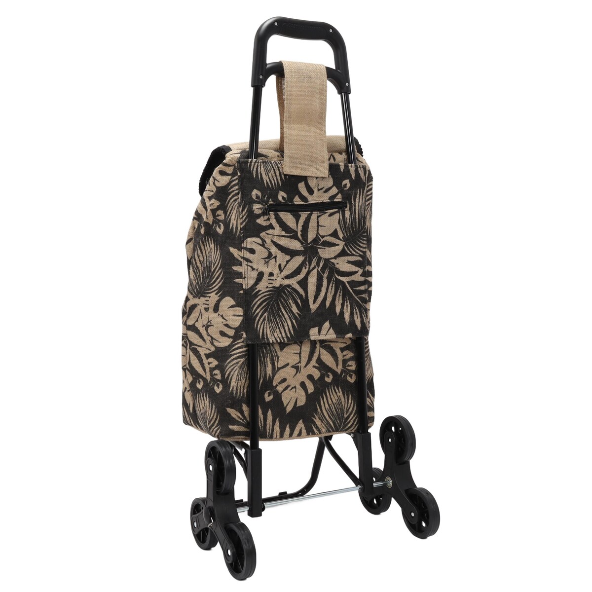 Wózek na zakupy na kółkach, jutowa torba, 33 l