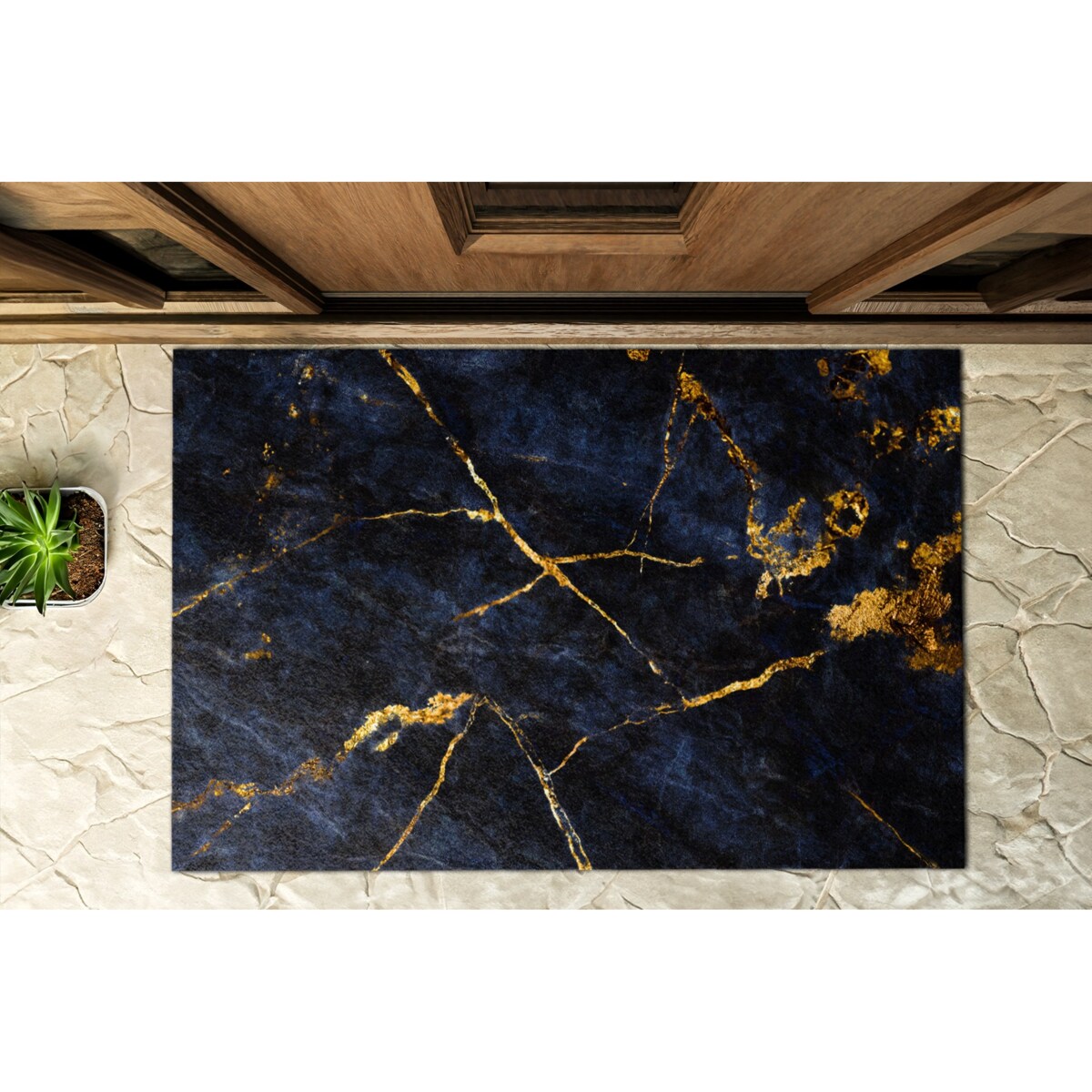 Wycieraczka zewnętrzna XXL Granatowy marmur 150x100cm