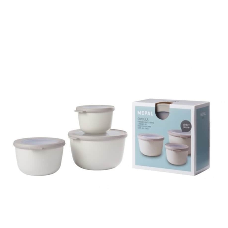 Zestaw 3 misek Cirqula okrągła 500 1000 2000 Nordic White 106231032500